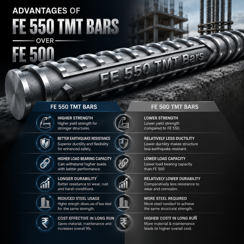 Adanatge of Bhrata FE 550 TMT Bar